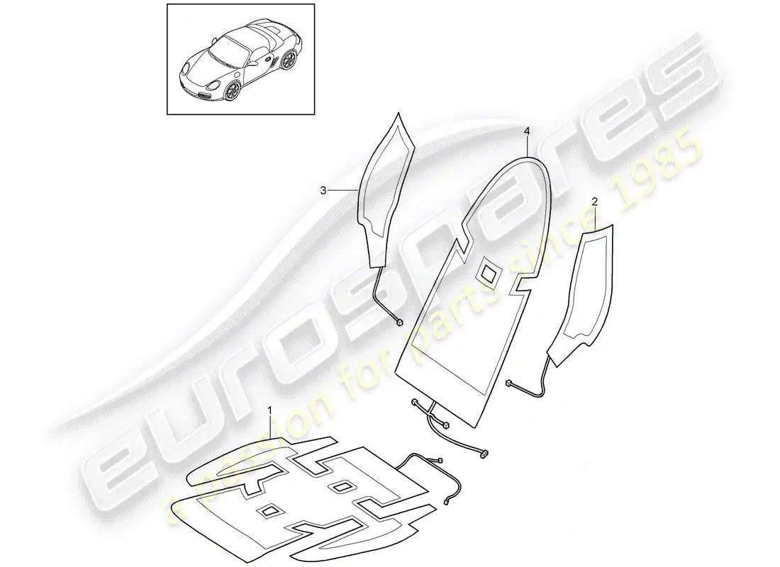 porsche 2012 (987 boxster) calentador diagrama de piezas