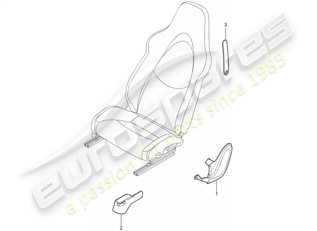 porsche 2005 (987 boxster) asiento delantero diagrama de piezas