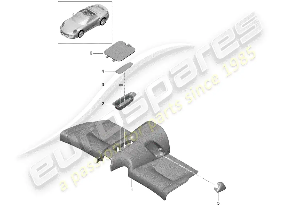 porsche 2015 (991-1 turbo) cojín del asiento trasero diagrama de piezas