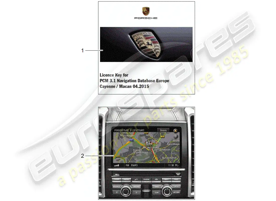 porsche 2016 (tequipment macan) sistema de navegación diagrama de piezas