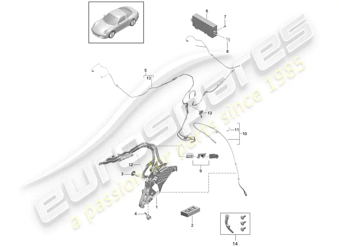 porsche 2019 (991-2) marco superior diagrama de piezas