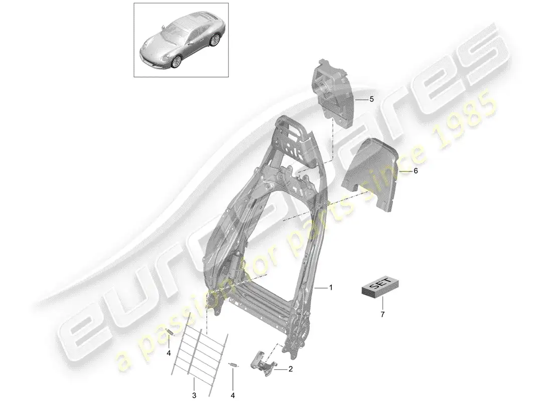 porsche 2019 (991-2) marco - respaldo diagrama de piezas