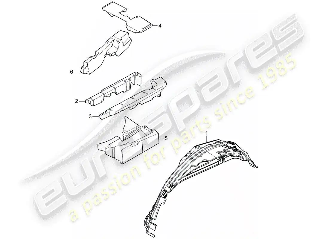porsche 2008 (cayenne e1 9pa) absorbente de sonido diagrama de piezas