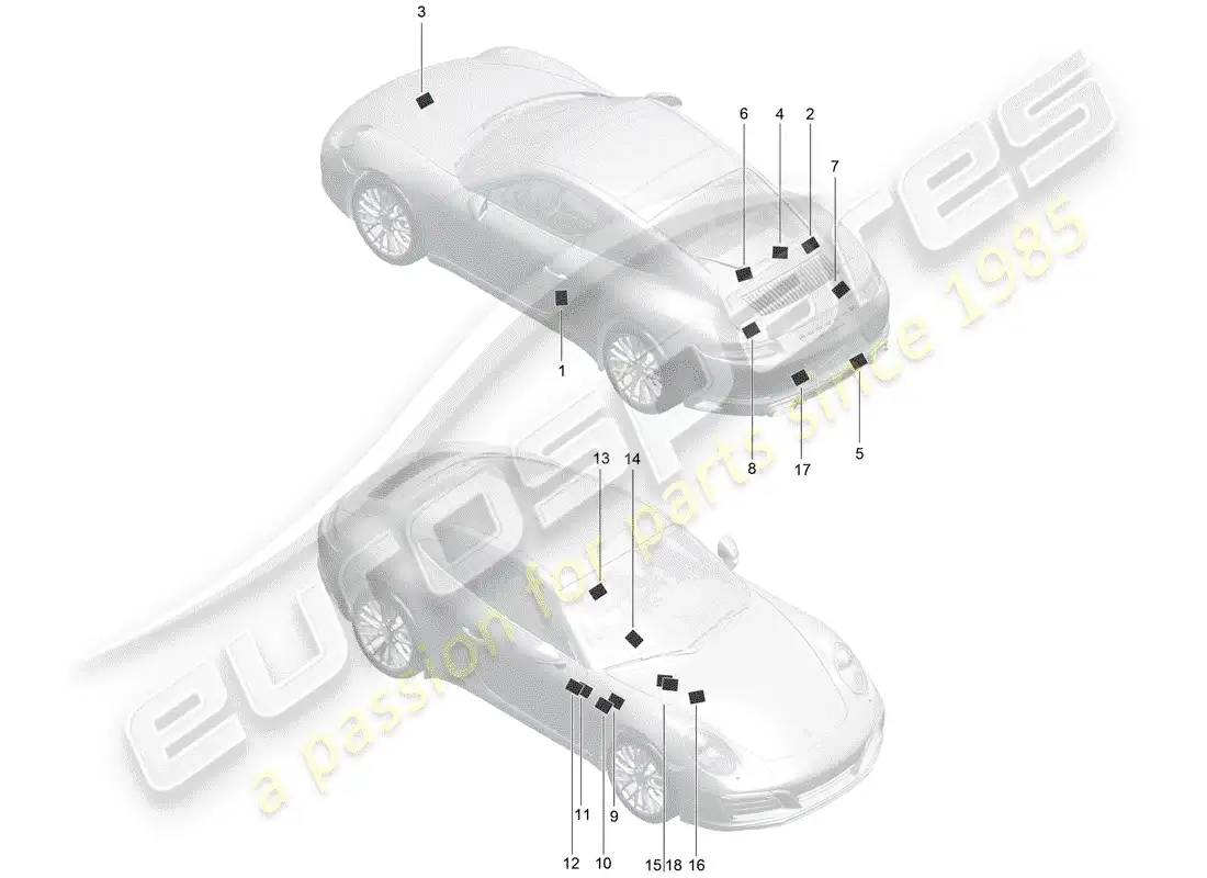 porsche 2017 (991-2) señales/avisos diagrama de piezas