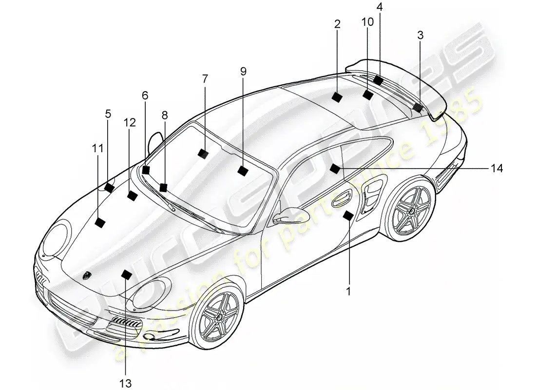 porsche 2011 (997-2 turbo / gt2 rs) señales/avisos diagrama de piezas