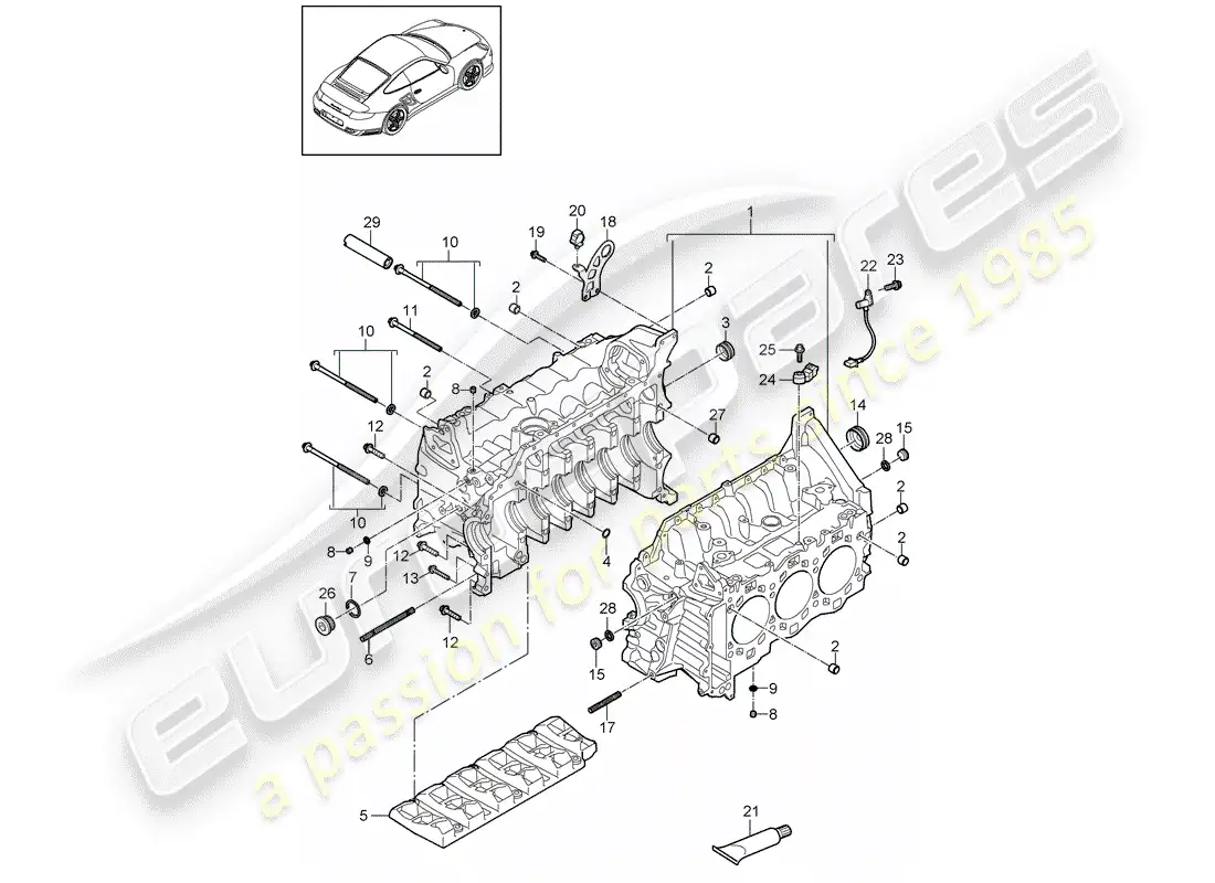 porsche 2011 (997-2 turbo / gt2 rs) diagrama de piezas del carter