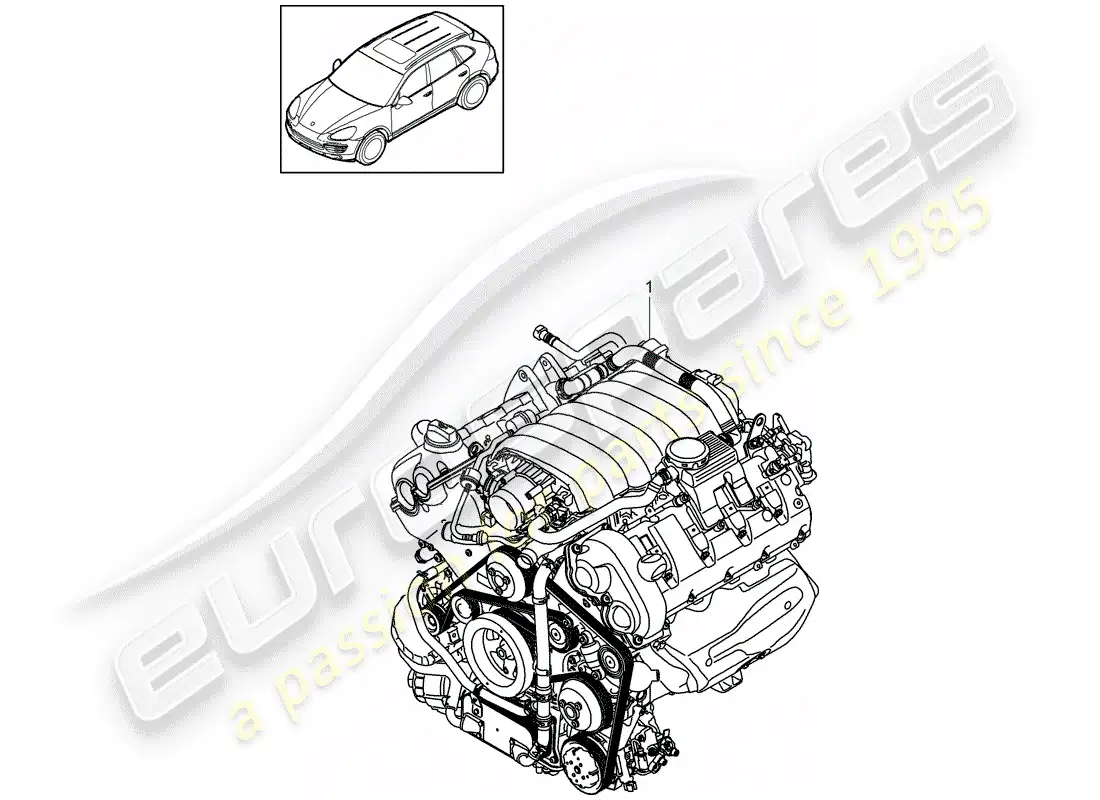 porsche 2012 (cayenne e2 92a) motor de repuesto diagrama de piezas