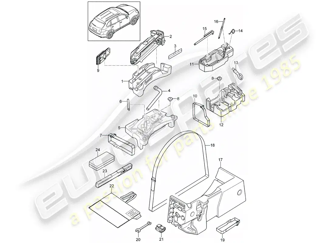 porsche 2012 (cayenne e2 92a) herramienta diagrama de piezas