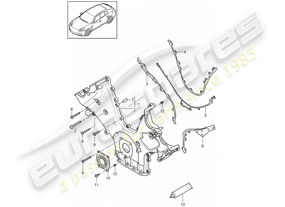 porsche 2012 (panamera 970) tapa para cadena de distribución diagrama de piezas