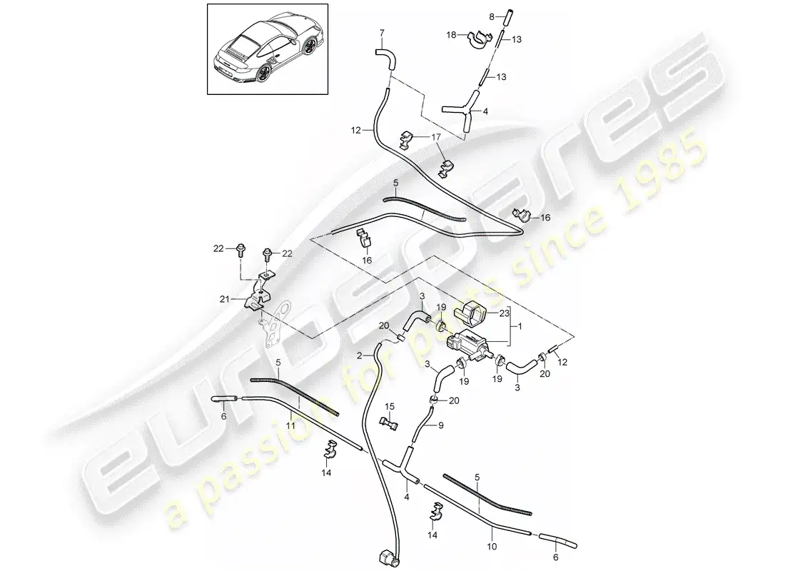 porsche 2011 (997-2 turbo / gt2 rs) diagrama de piezas del control de vacío