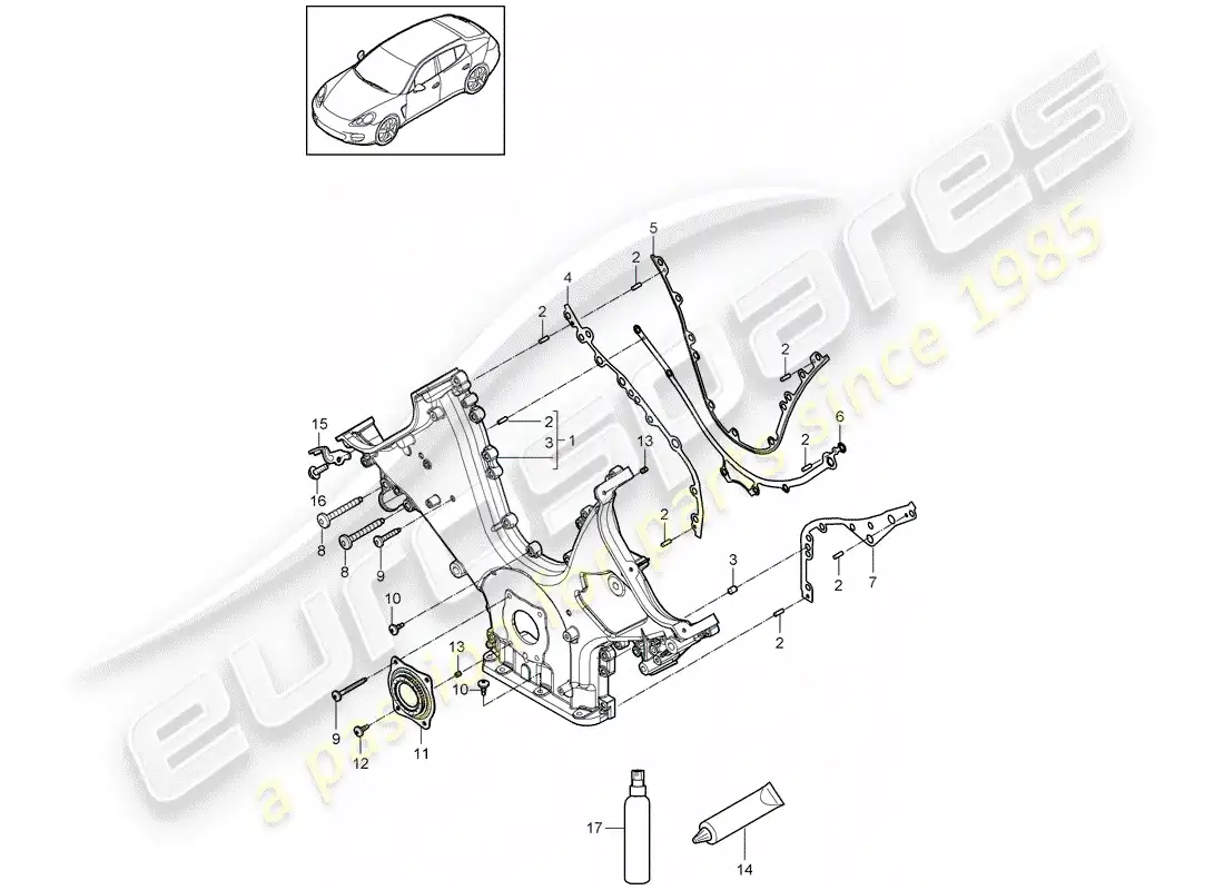 porsche 2012 (panamera 970) tapa para cadena de distribución diagrama de piezas