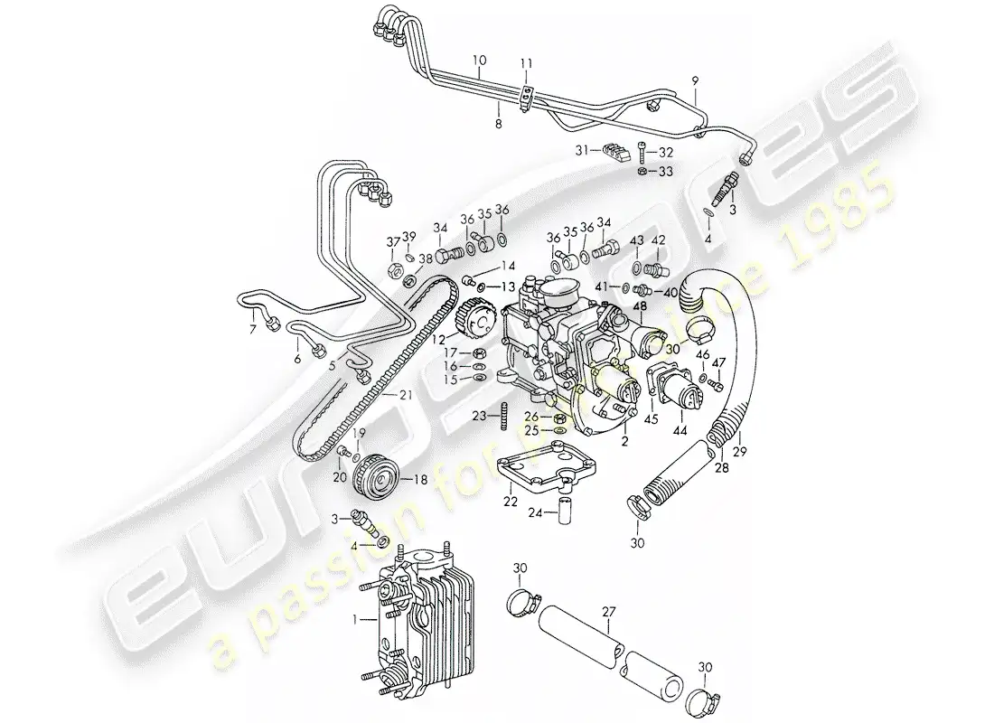 porsche 1971 (911) sistema de inyección - culata - y - bomba de inyección diagrama de piezas
