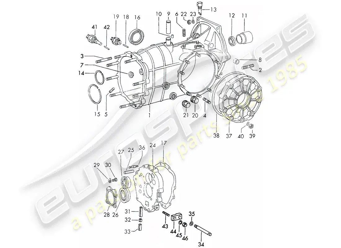 porsche 1970 (911) caja de transmisión - sportomatic - tipo 905/21 - d - mj 1972>> diagrama de piezas