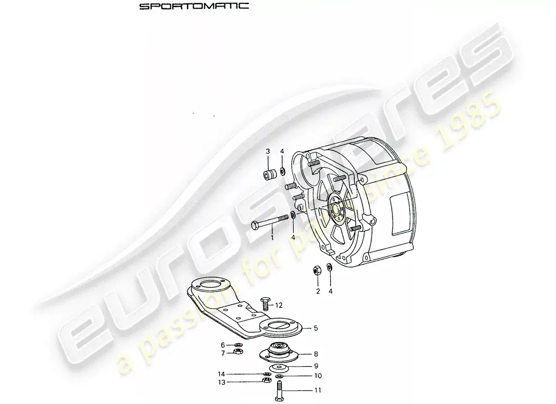 porsche 1975 (911) suspensión de la transmisión diagrama de piezas