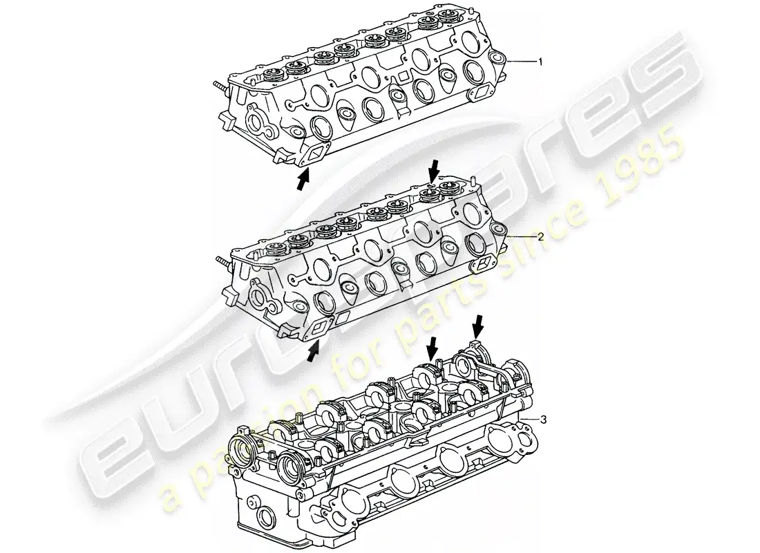 porsche 1976 (refurbished and exchange catalogue) cabeza de cilindro diagrama de piezas