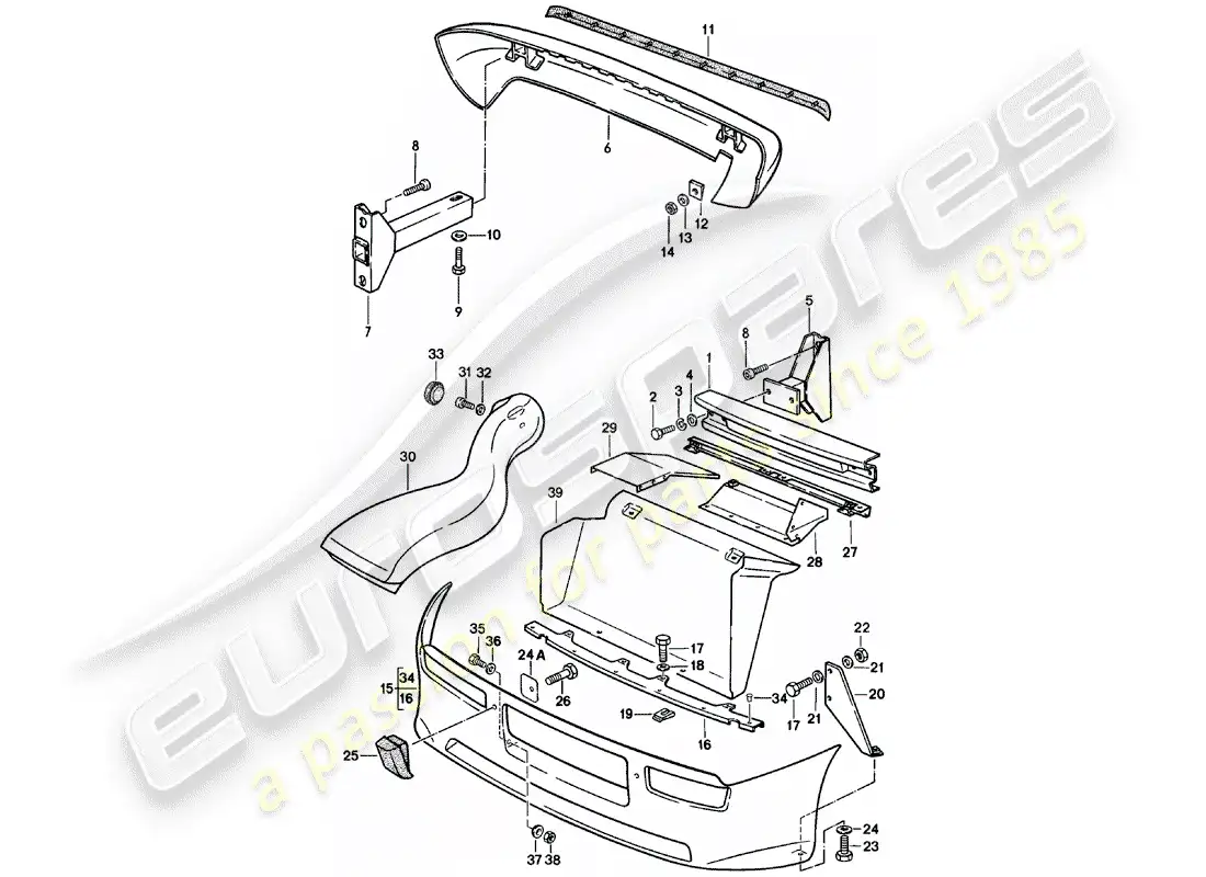 porsche 1982 (924) parachoques - spoiler - conducto de aire diagrama de piezas