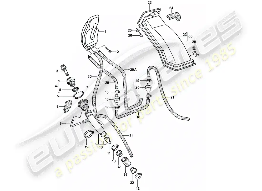 porsche 1987 (924s) tanque de combustible - 2 diagrama de piezas