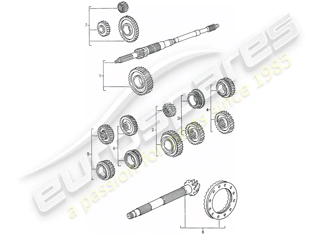 porsche 1996 (993) juegos de ruedas dentadas diagrama de piezas