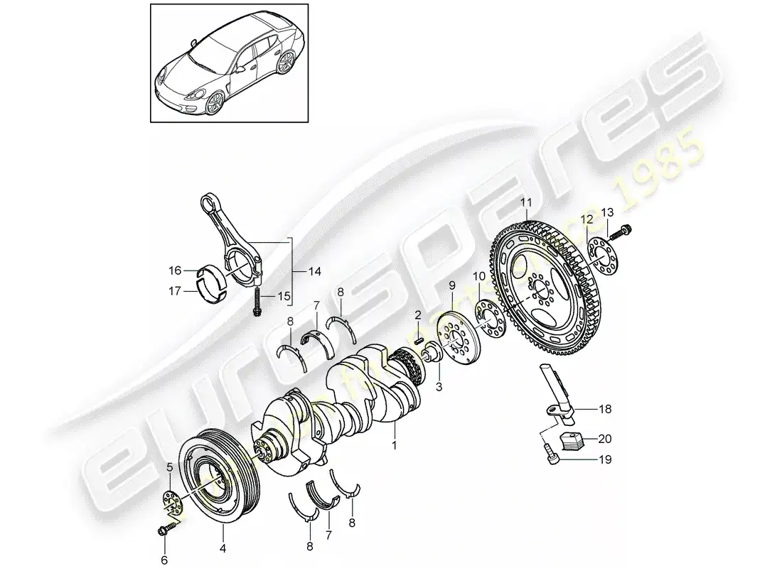 porsche 2013 (panamera 970) cigüeñal diagrama de piezas