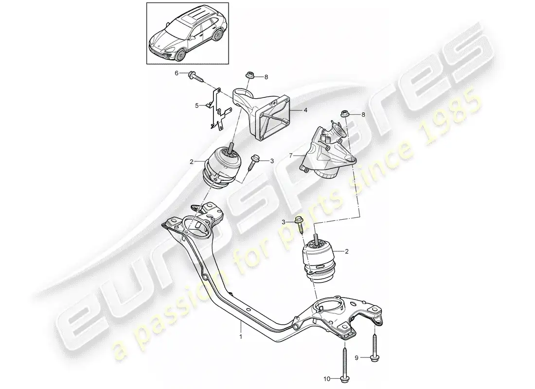 porsche 2013 (cayenne e2 92a) diagrama de piezas del dispositivo de elevación del motor