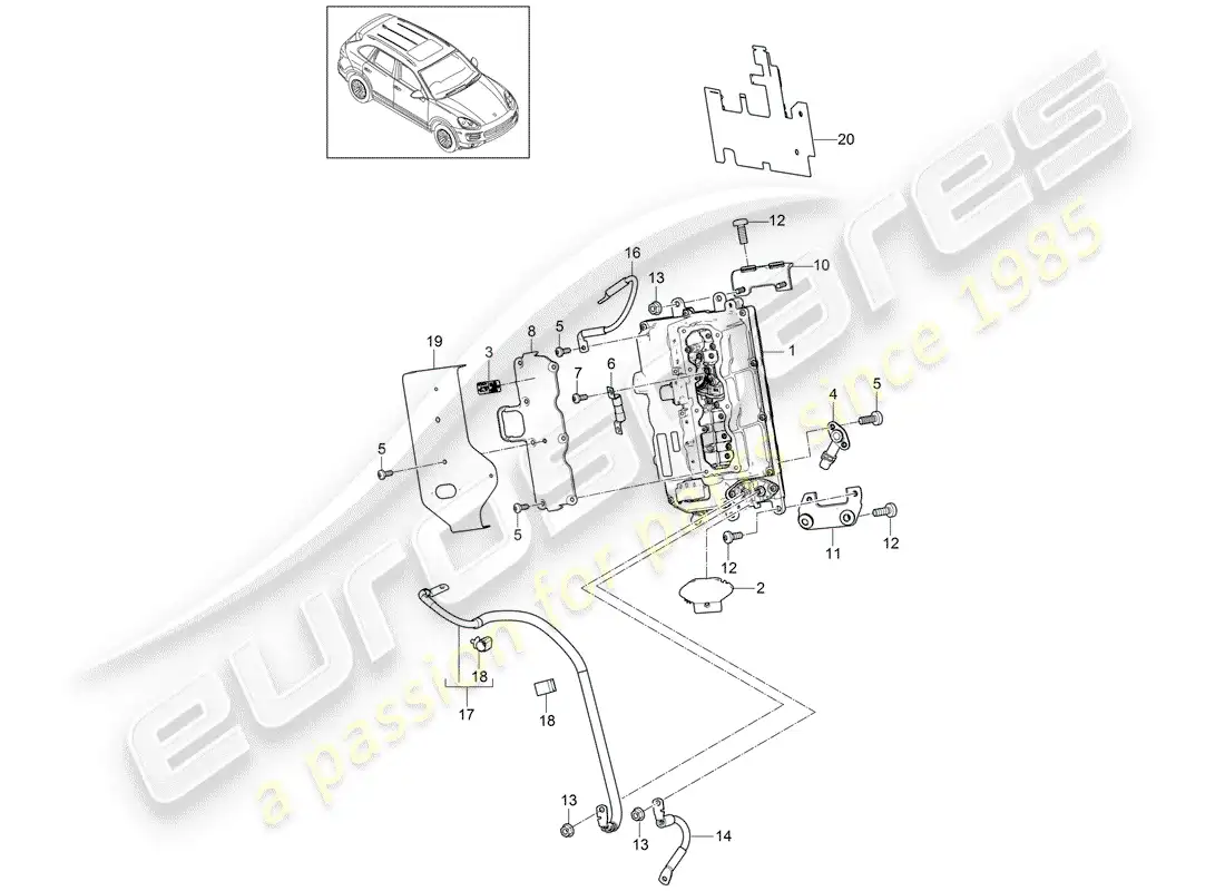 porsche 2013 (cayenne e2 92a) electrónica de potencia y control- diagrama de piezas