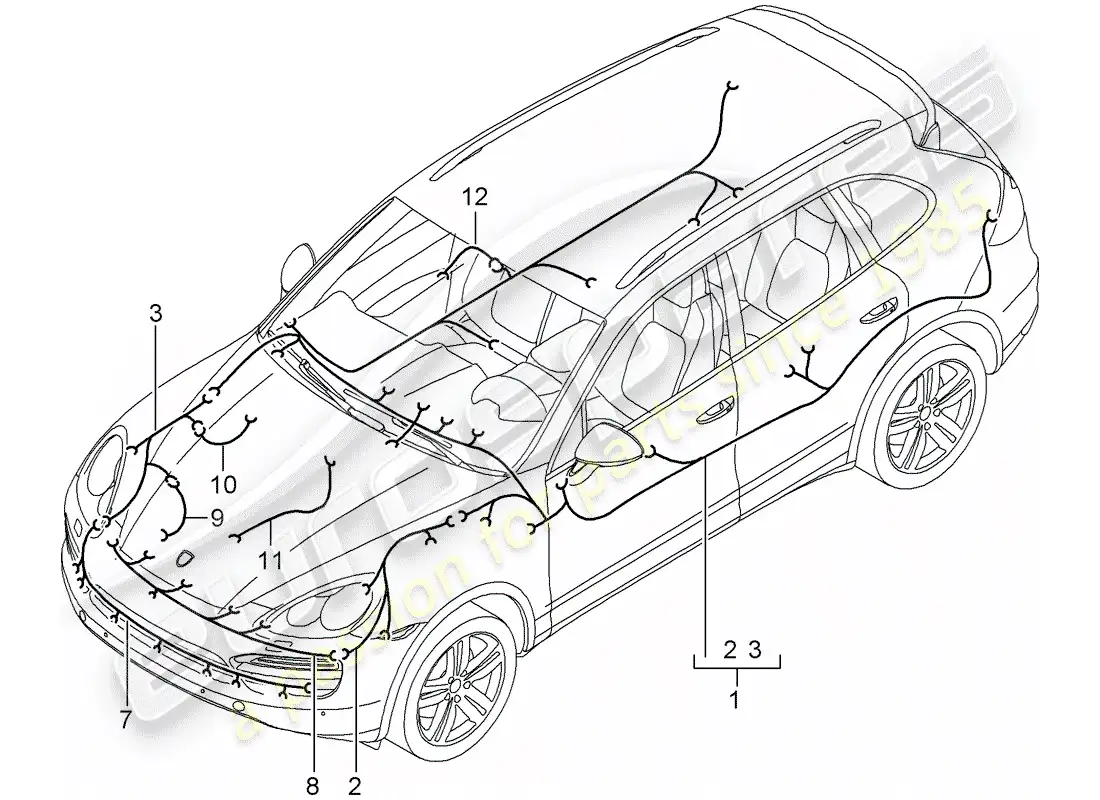 porsche 2013 (cayenne e2 92a) arneses de cableado diagrama de piezas