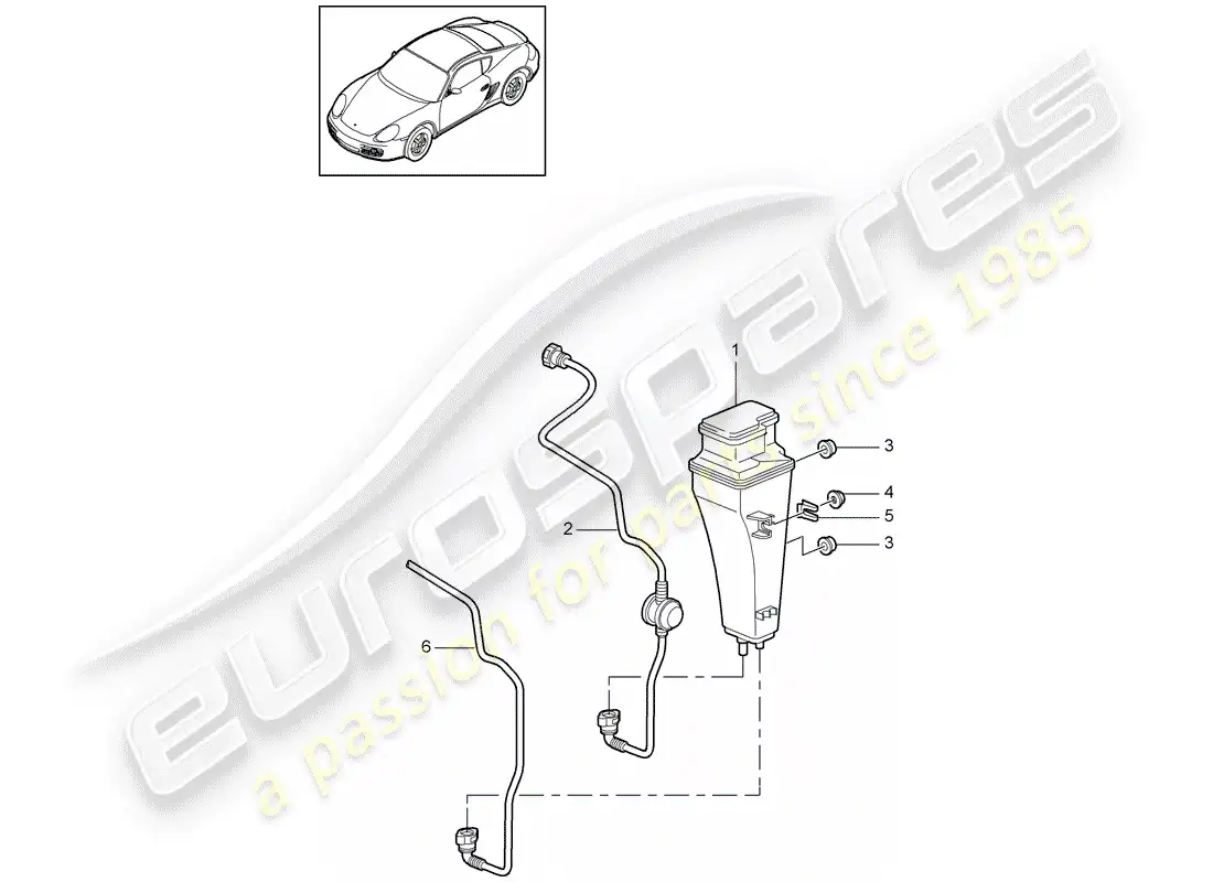 porsche 2011 (987 cayman) bote de emisiones evaporativas diagrama de piezas