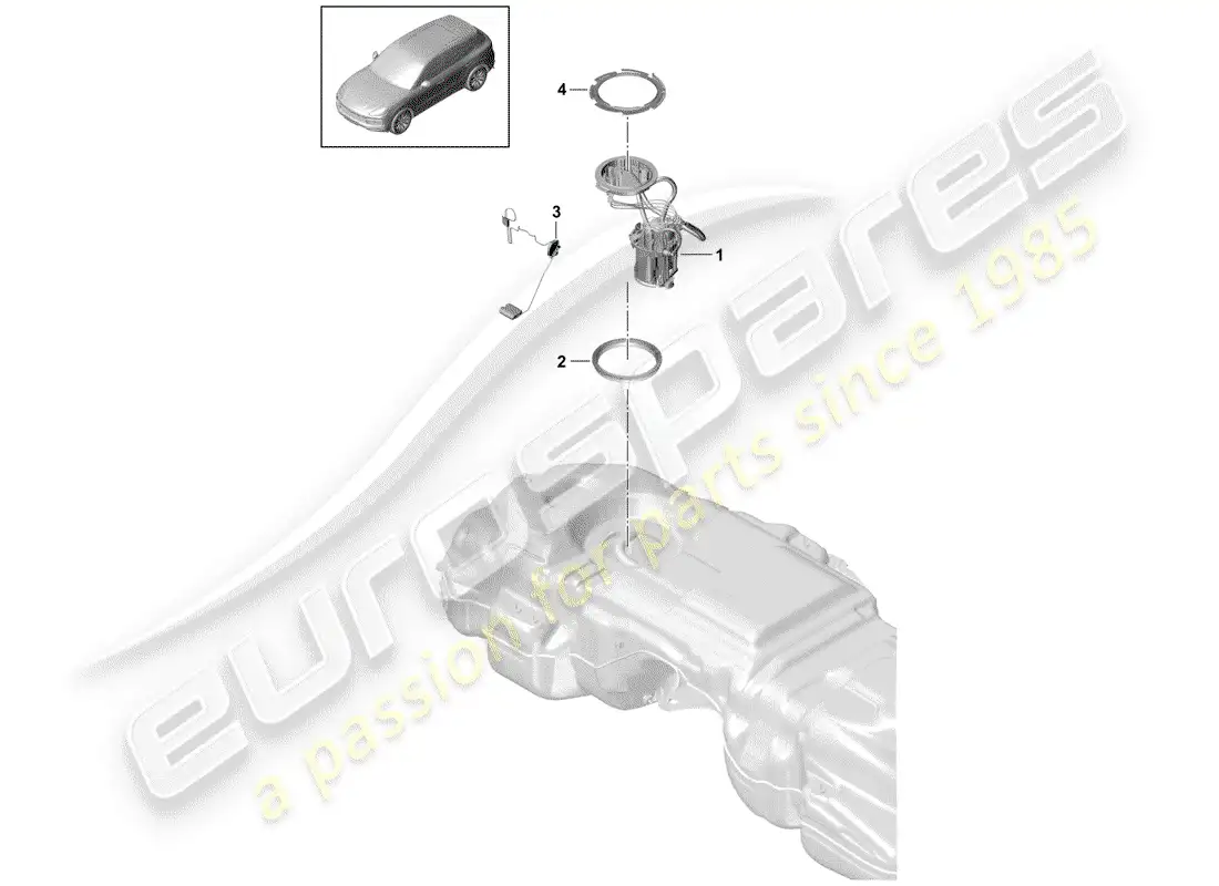porsche 2018 (cayenne e3 9ya/9yb) depósito de combustible diagrama de piezas