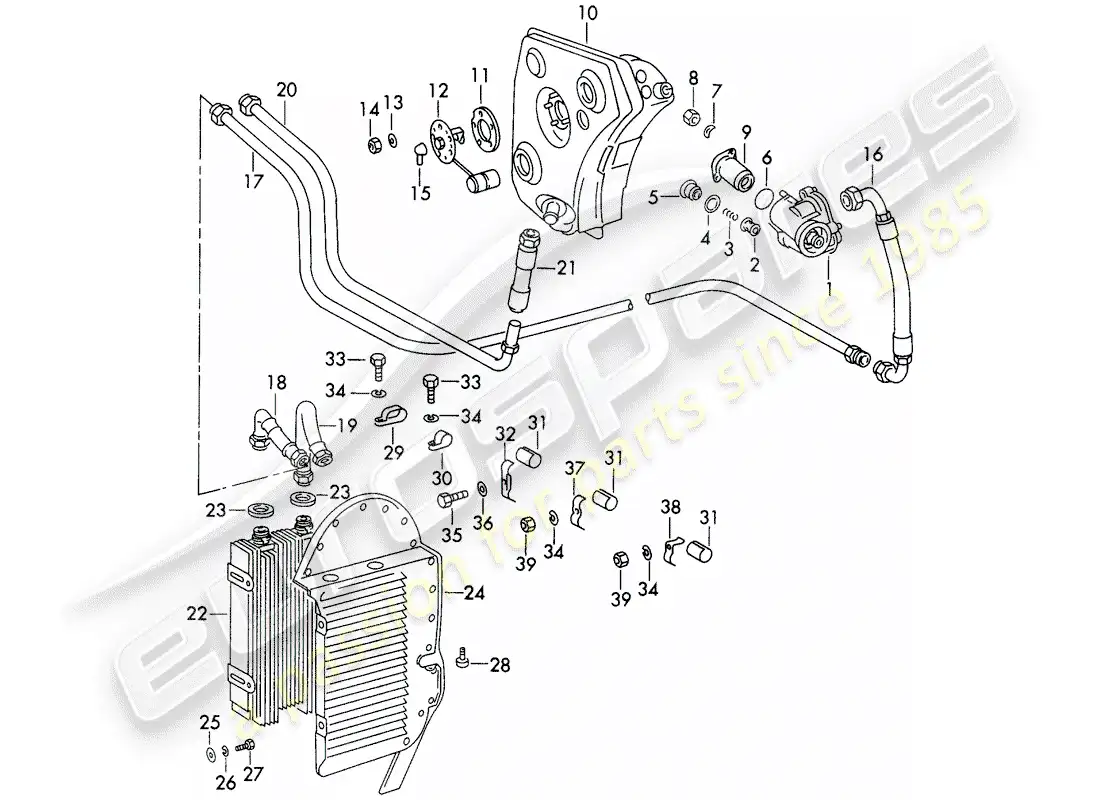 porsche 1970 (911) lubricación del motor - unidades auxiliares - para - tipo 911/53/63 - d - mj 1972>> - mj 1973 diagrama de piezas