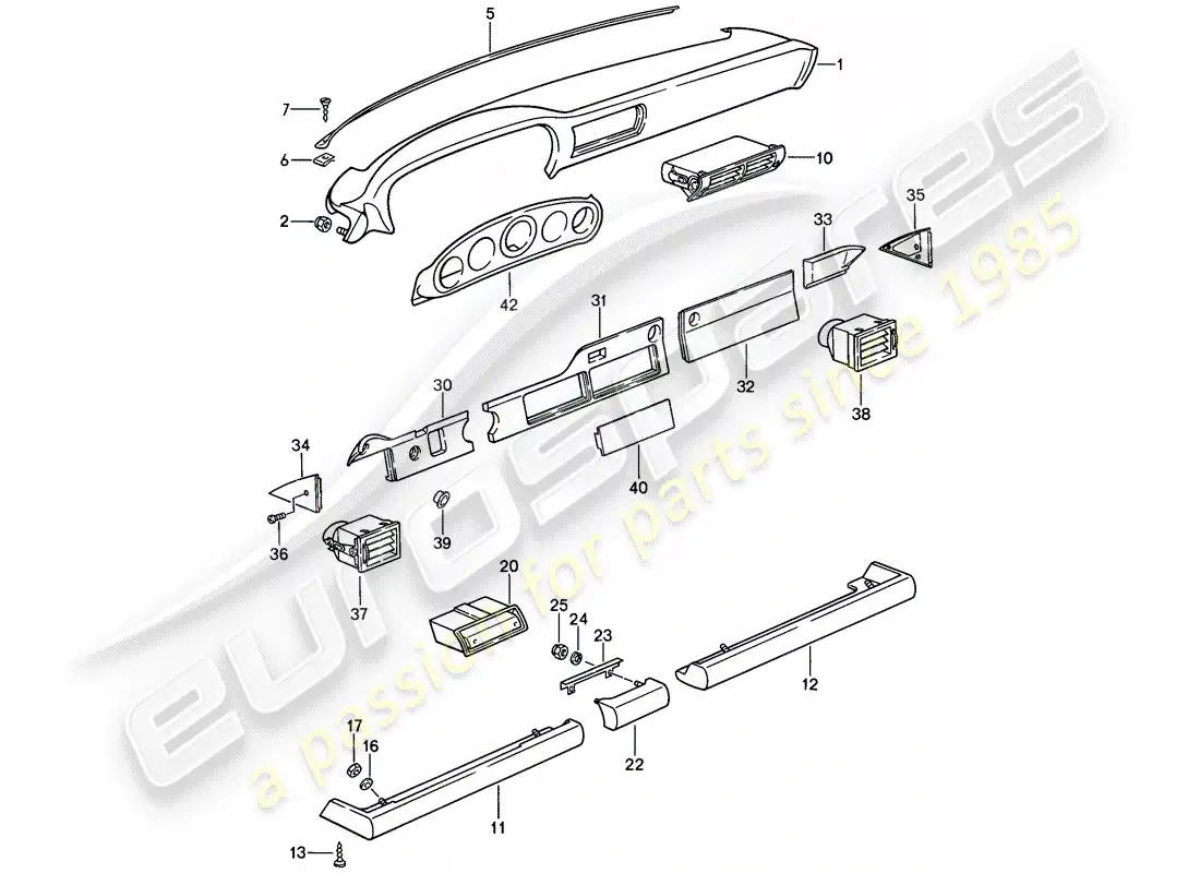 porsche 1987 (911) tablero - con piezas de instalación diagrama de piezas