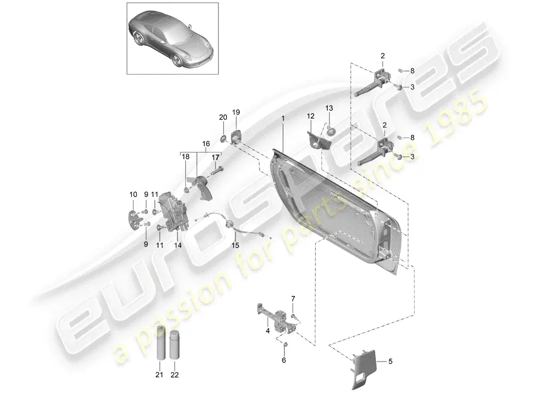 porsche 2014 (991-1) carcasa de la puerta diagrama de piezas