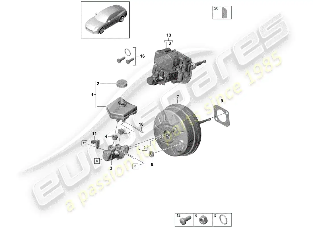 porsche 2019 (panamera 971-1) cilindro maestro del freno diagrama de piezas