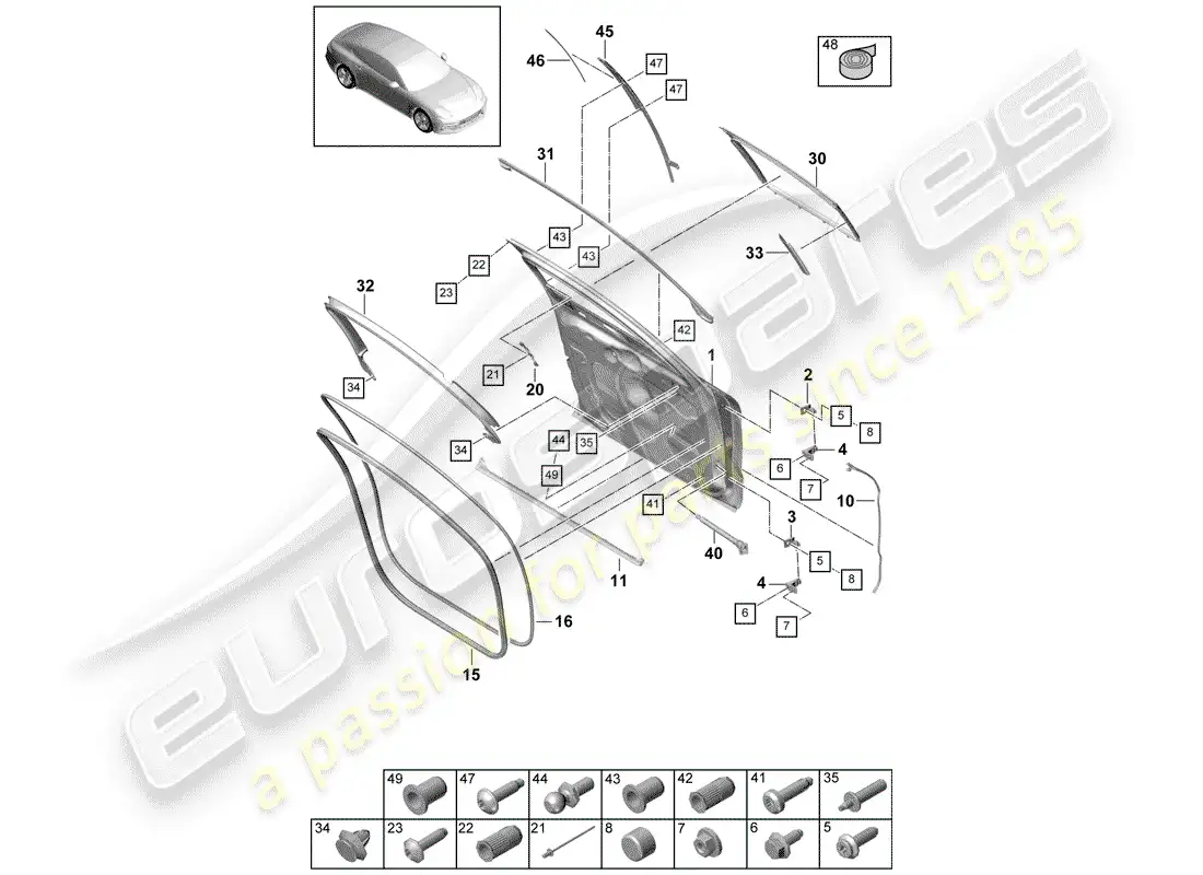 porsche 2017 (panamera 971-1) diagrama de piezas de la junta
