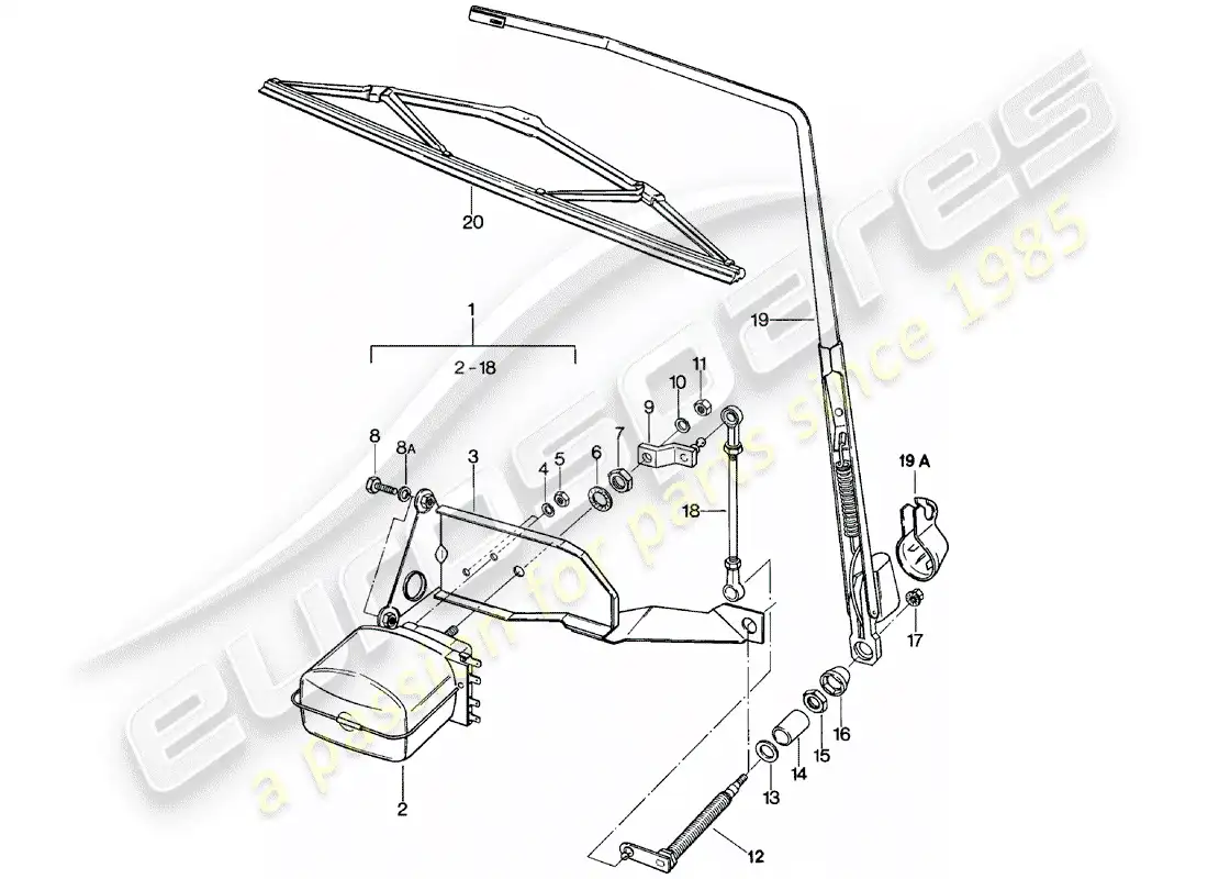 porsche 1978 (911) limpiaparabrisas trasero diagrama de piezas