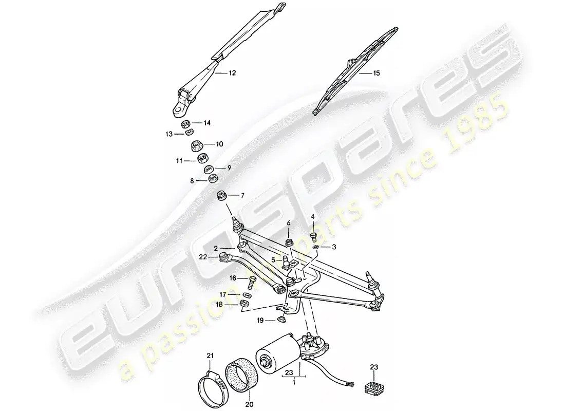 porsche 1983 (928) sistema de limpiaparabrisas diagrama de piezas