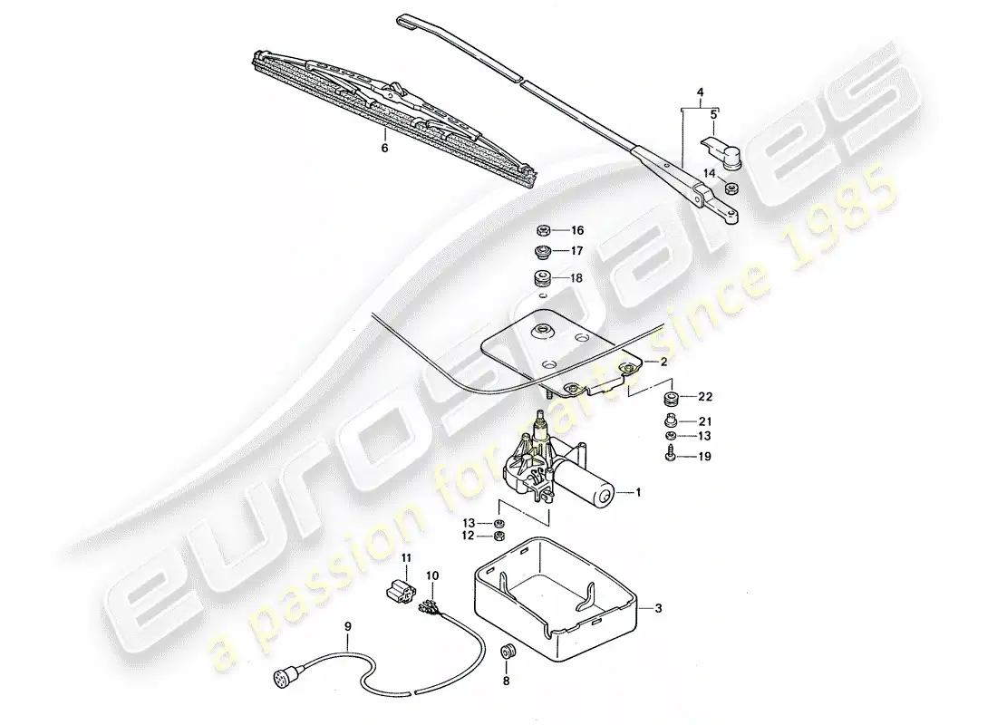 porsche 1994 (968) limpiaparabrisas trasero diagrama de piezas
