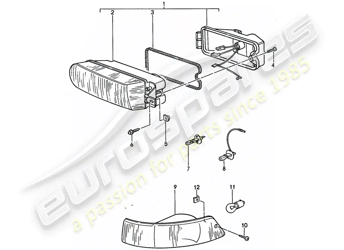 porsche 1994 (968) faro adicional - intermitente diagrama de piezas