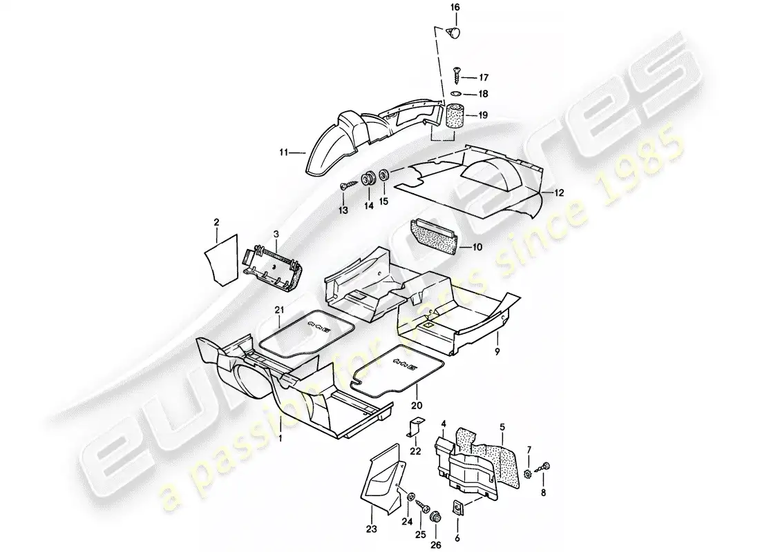 porsche 1983 (944) adornos diagrama de piezas