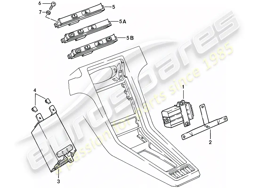 porsche 1985 (928) indicador central diagrama de piezas