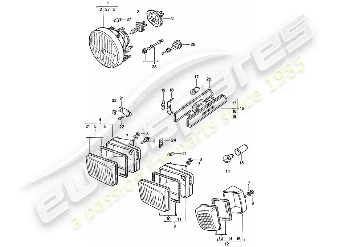 porsche 1985 (928) faro - señal de giro - (sa) - f >> 92-fs840 666 - f 92fs8 40667>> - ver grupo - 9/05/{ 11} diagrama de piezas