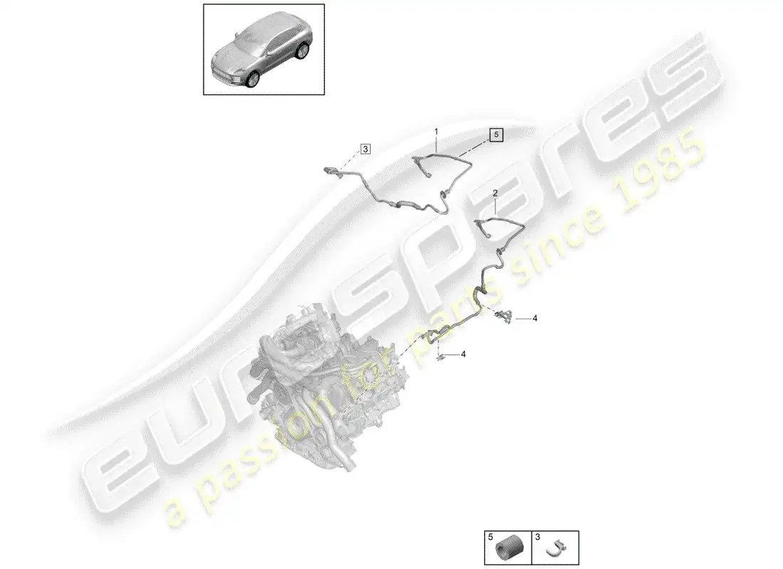porsche 2019 (macan) línea de vacío diagrama de piezas