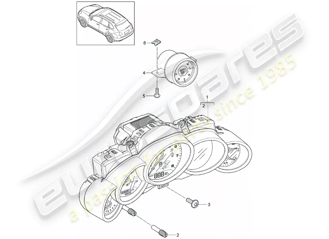 porsche 2016 (cayenne e2 92a) instruments diagrama de piezas