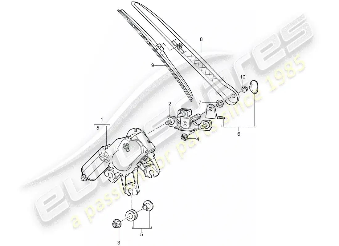 porsche 2008 (cayenne e1 9pa) limpiaparabrisas trasero diagrama de piezas