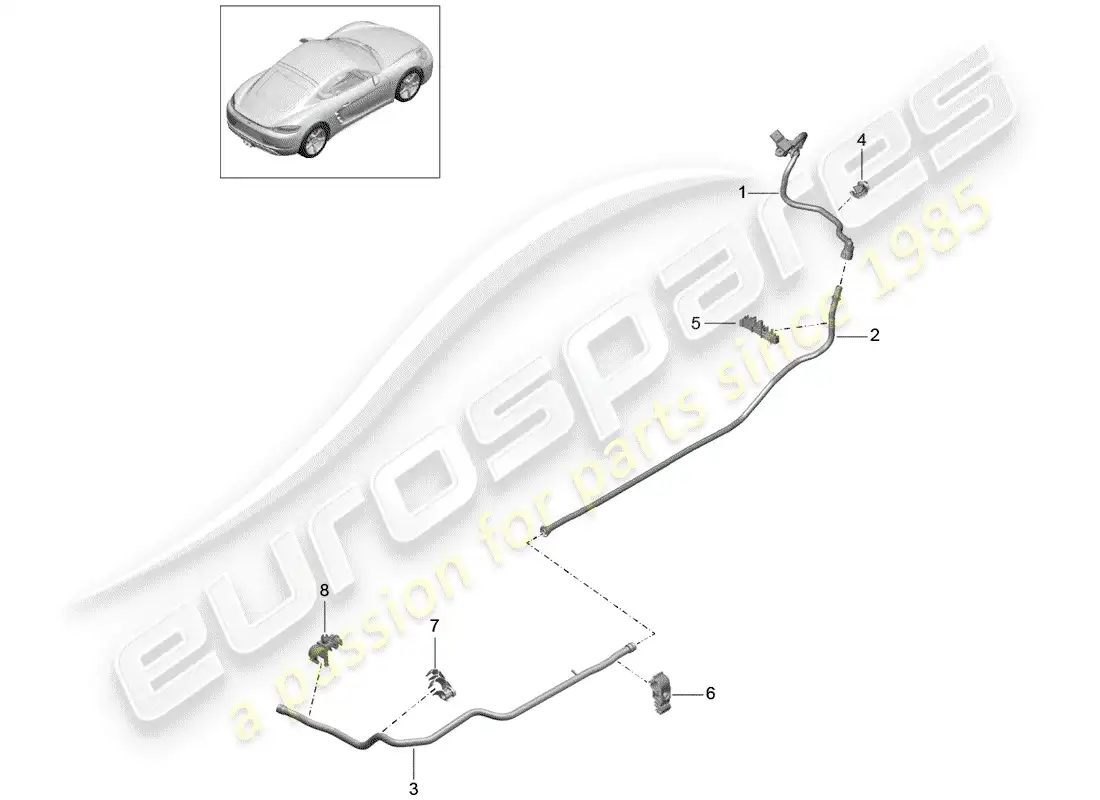 porsche 2019 (718 cayman) línea de vacío diagrama de piezas