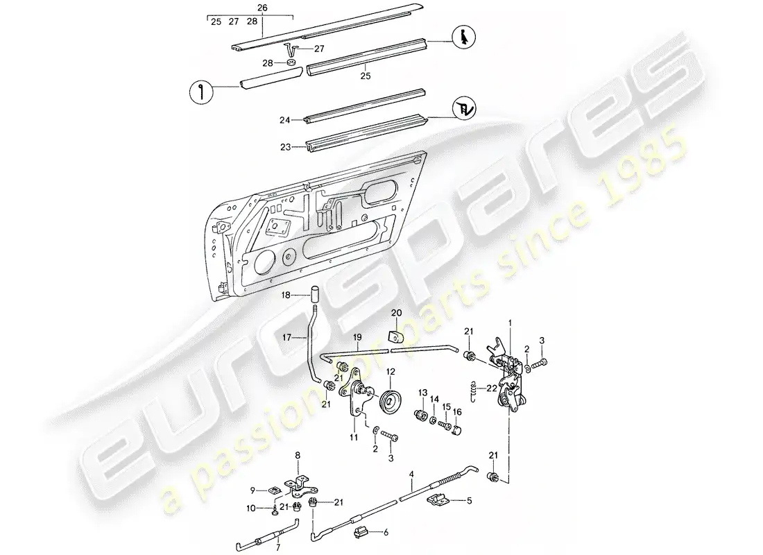 porsche 1988 (959) piezas de instalación - para - puerta diagrama de piezas