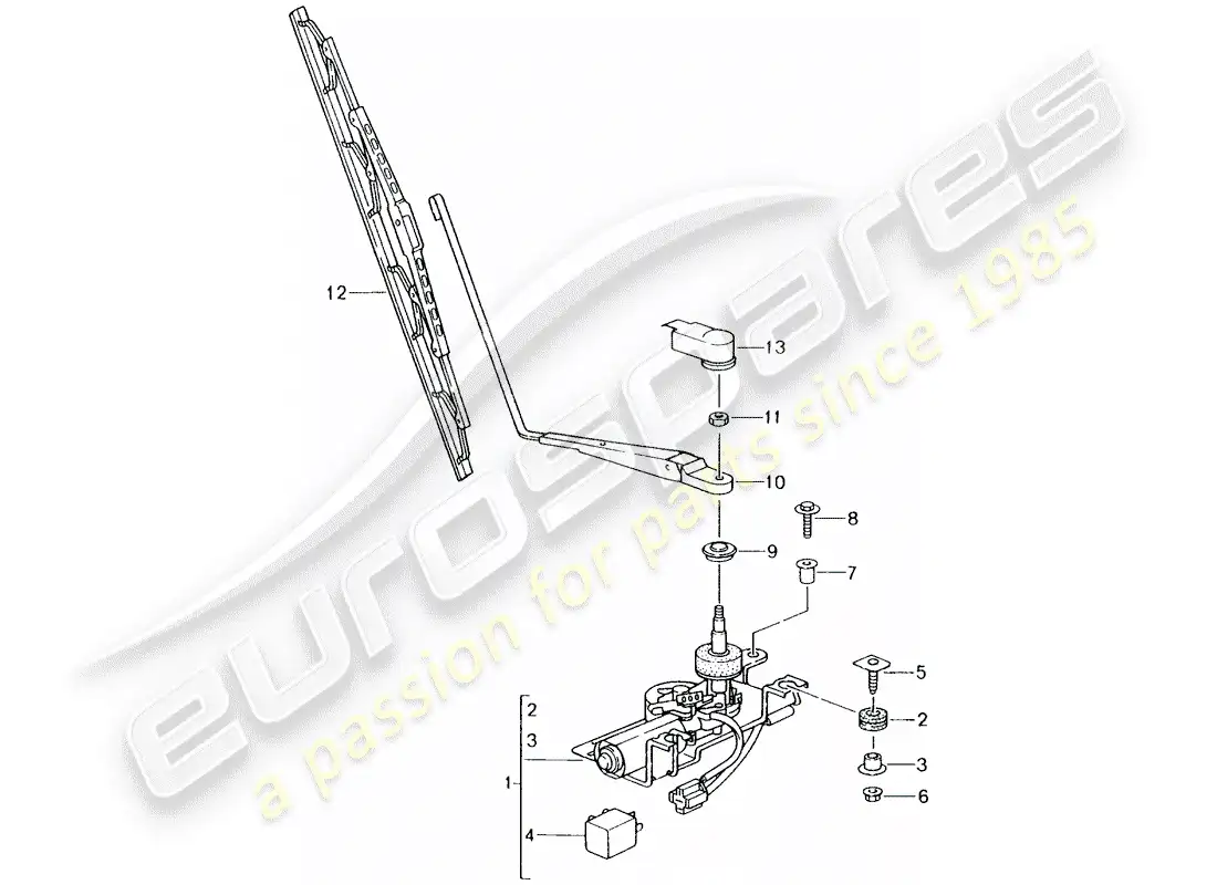 porsche 1999 (996) limpiaparabrisas trasero diagrama de piezas