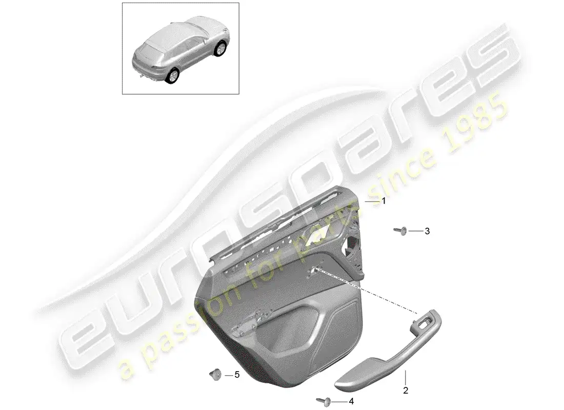 porsche 2016 (macan) panel de la puerta diagrama de piezas