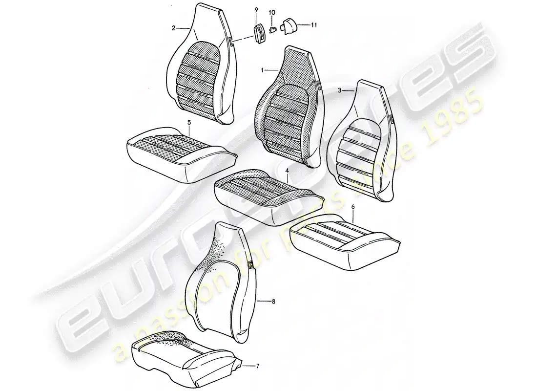 porsche 1995 (968) paño diagrama de piezas