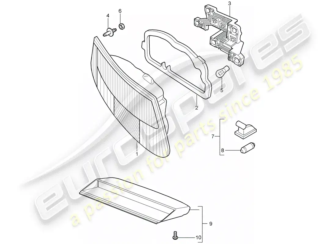 porsche 2006 (987 cayman) luz trasera diagrama de piezas
