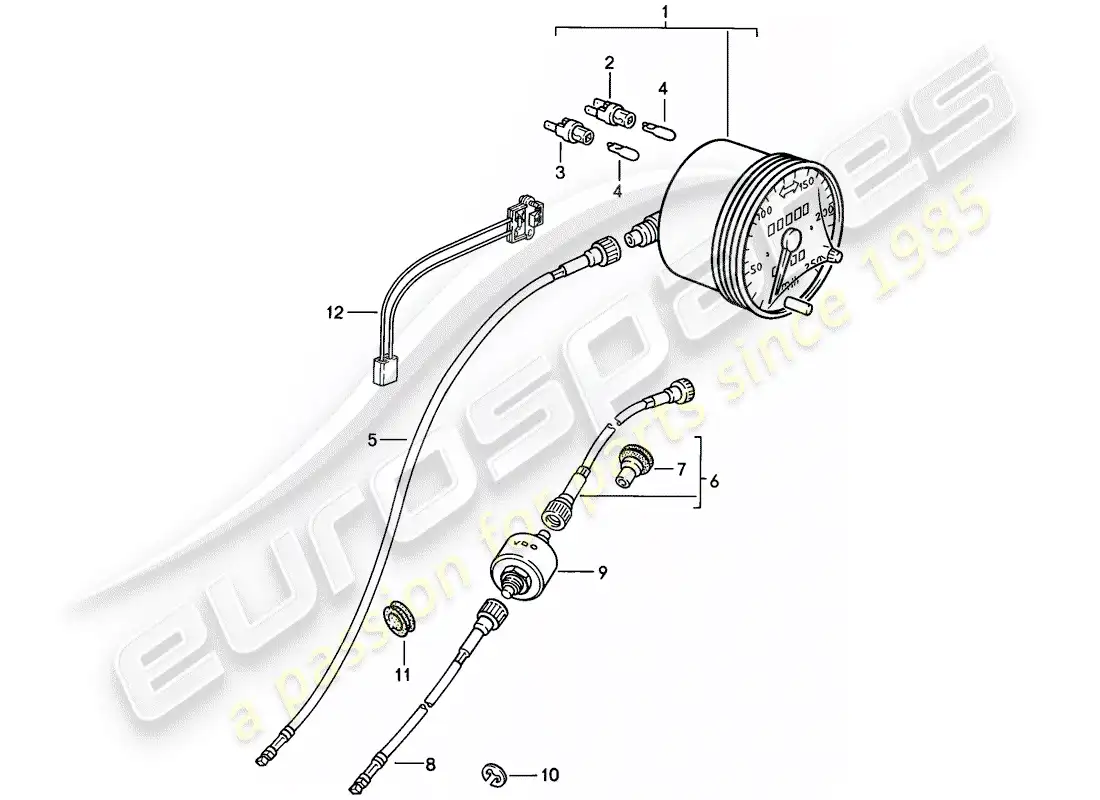 porsche 1982 (944) velocímetro diagrama de piezas